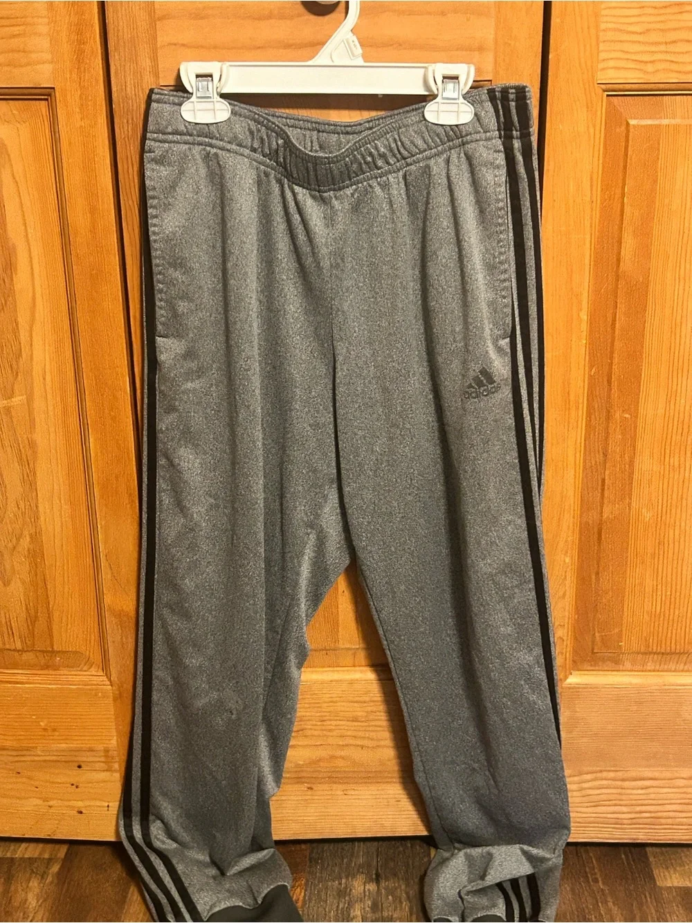 adidas Men's Heather Gray Joggers with Black Side Stripes